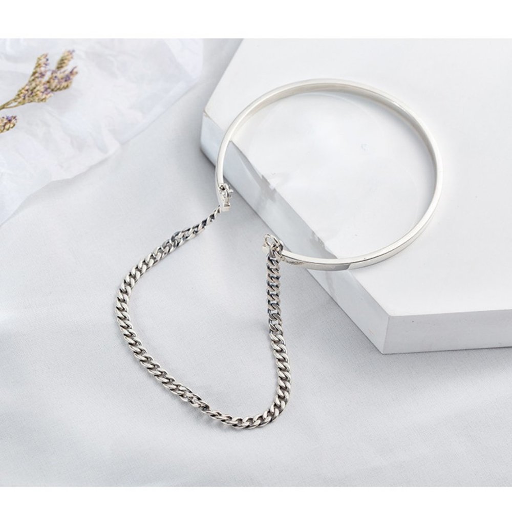 *NEW 925 Sterling Silver Layered Chain Cuff - Picture 4 of 10
